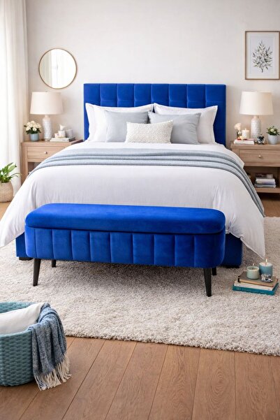 KOKİ DESİGN OSLO Babyface Sax Mavi Sandıklı Bench Puf