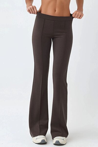 Hiccup BUSEM Nervürlü Esnek Örme Flare Pantolon