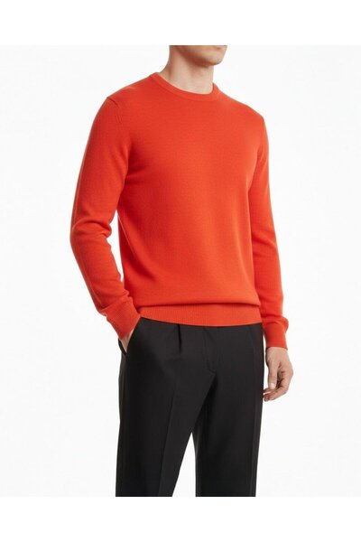 TerziAdemAltun Italian Style S Slim Fit Men's Crew Neck Knitwear Sweater Oran...