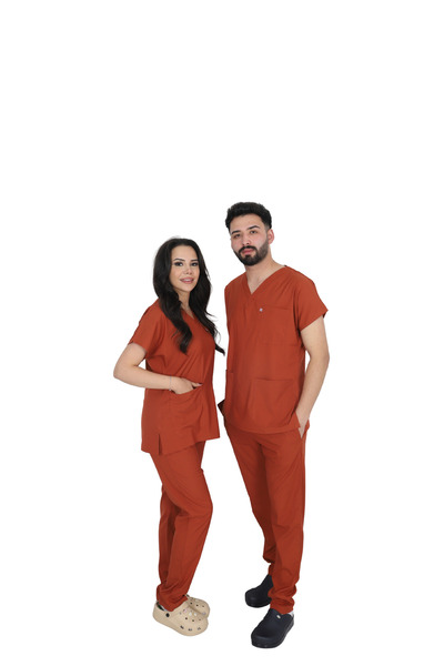 ufukscrubs D/115 Gray Bat-Sleeve Unisex Doctor Nurse Student Lycra Fabric Scr...