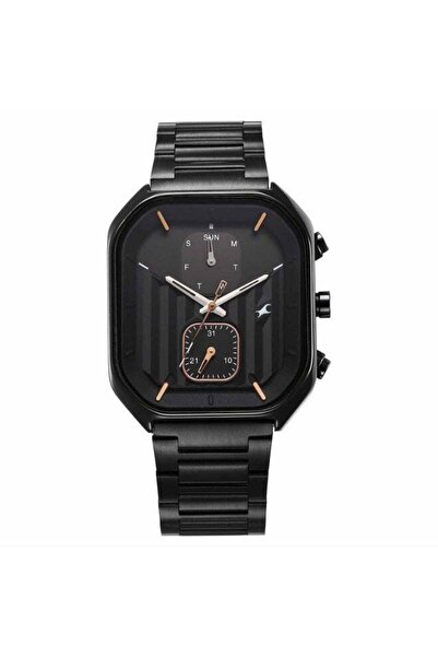 FASTRACK ساعة فليك الرجالية التناظرية 3270NM01 - مينا أسود متعدد الوظائف، سوا...