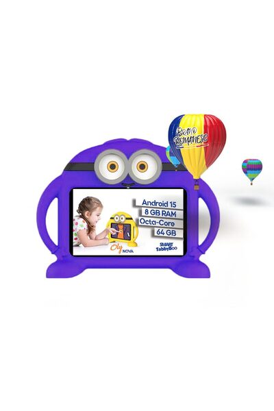 SMART TabbyBoo Oly NOVA 64GB Children's Tablet, 8GB RAM, OctaCore, Android 15, with parental control purple