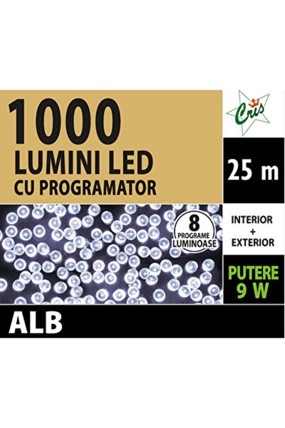 CRIS Instalatie 1000 Leduri 25 m Alb Rece