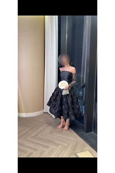 GORI FASHION فستان مورد راقي اكمام تل مفصص