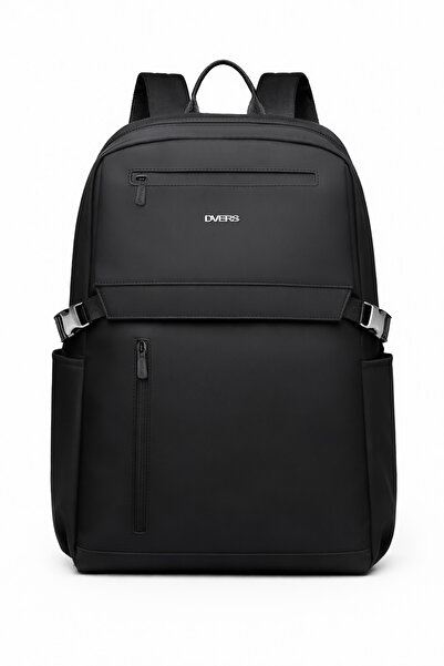 D'VERS Black 4-compartment water-repellent zipper detailed 15.6-16.1-16.9 inch compatible black laptop backpack