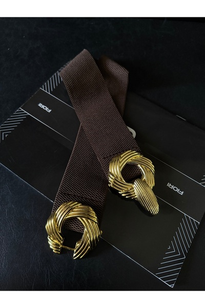 Fiori Elastic Women's Belt with Gold Buckle, Jacket Belt, Shirt Belt, Dress Belt