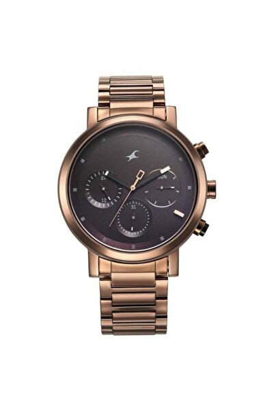 FASTRACK Tick Tock 3287KM07 Men's Chronograph Watch - Black Dial, Brown Stain...