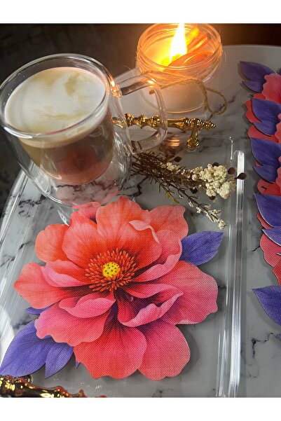 MİNOZA Peony Patterned Stain-Resistant Gardenia Fabric Digital Printed Cockta...