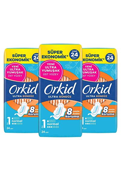 Orkid Ultra Normal (Boy 1) 24 Adet Süper Ekonomik Hijyenik Ped x3