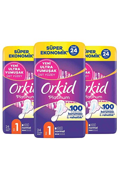 Orkid فوط صحية بلاتينيوم عادية (مقاس 1) 24 قطعة فوط صحية اقتصادية للغاية ×3
