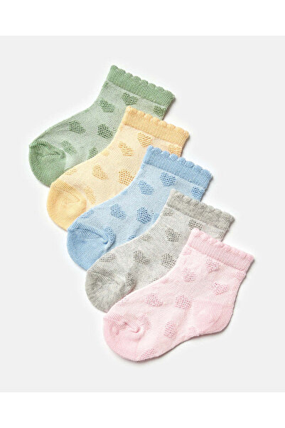 REDTAG Infant Girls Assorted Ankle Length Socks (5 Pairs)