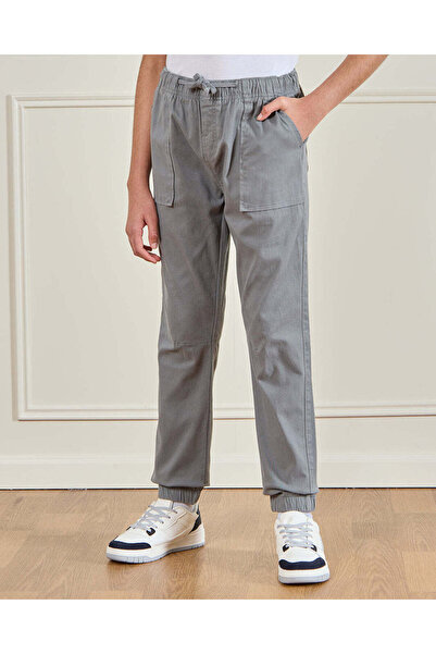 REDTAG Senior Boys Grey Solid Jogger Trouser
