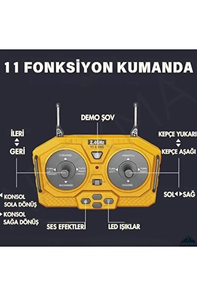 BRF BFSX 2.4GHz Uzaktan Kumandalı Şarjlı Işıklı Metal Alaşım Paletli Hareketli Kepçe Rc Ekskavatör 1191