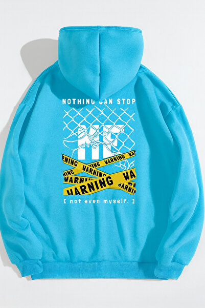 CLASSY.MODA Unisex oversized με κουκούλα Ειδοποιητική επιγραφή Γραφικό με τύπ...