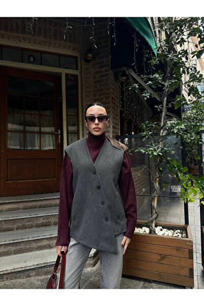 My Blog Anthracite Venetian Cross Button Vest - 509063