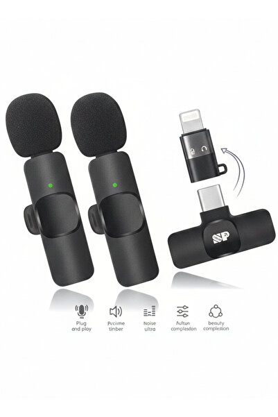 iSNUP ميكروفون لاسلكي مزدوج 2 في 1 للهواتف الذكية، بمنفذ لايتنينج وType-C، تسجيل احترافي