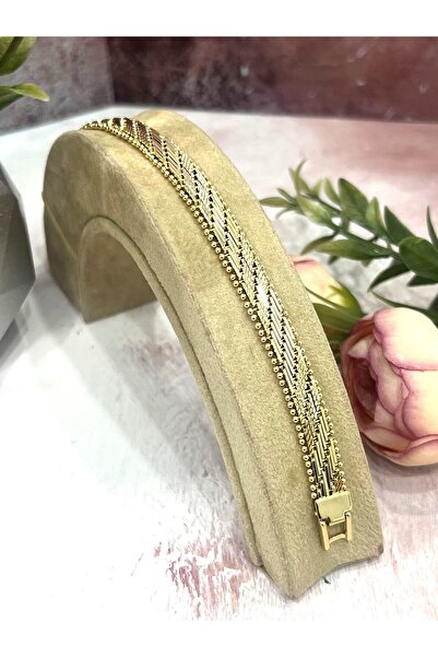 XUPING JEWELRY Kaplamalı Hasır Örgü Model Kuyumcu Künye (14K Gold 0,8mm/19cm)