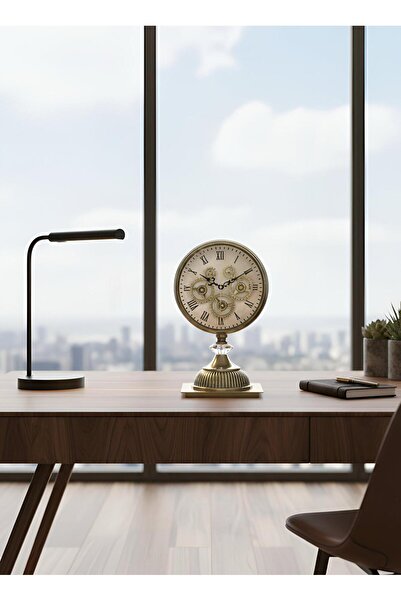 VaLumé Çarklı Masa Saati, Metal Kaplama 24x34 cm