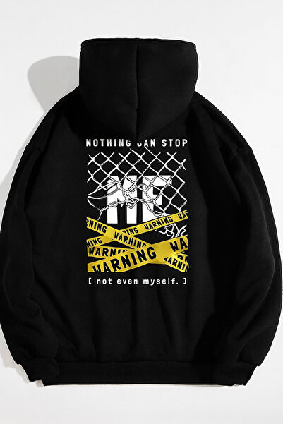 CLASSY.MODA Unisex oversized με κουκούλα Ειδοποιητική επιγραφή Γραφικό με τύπ...