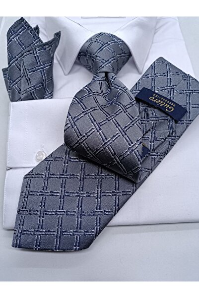 Gutiero ربطة عنق كلاسيكية منقوشة باللون الرمادي