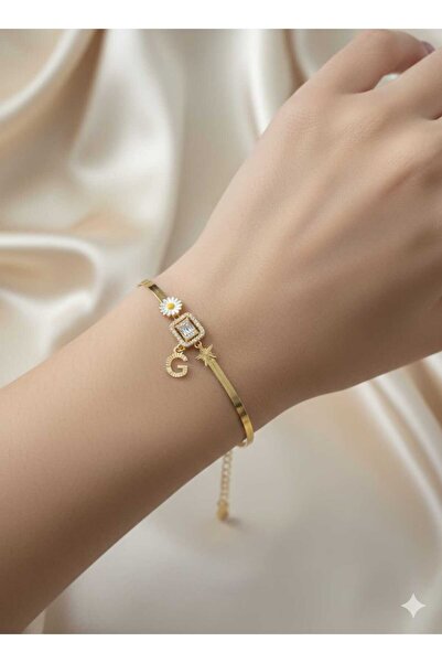 Papatya Silver 925 Ayar özel harfli Doğum Taşlı Baget Taşlı Yıldız İtalyan bi...