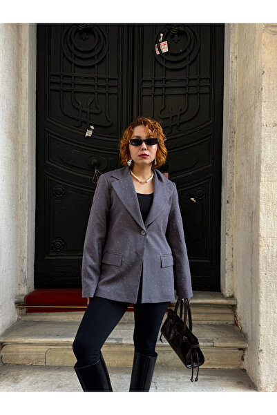 Bak'ap Premium Stone Printed Shiny Blazer Jacket Dryy