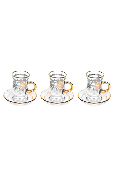 AR Crystal teacup set, 12 pieces, Turkish made (laser cut)