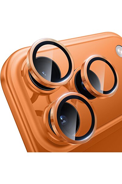 m.tk moveteck iPhone 17 Pro Max / 17 Pro Compatible Cosmic Orange Metal Framed Glass Camera Lens Protector with Attachment