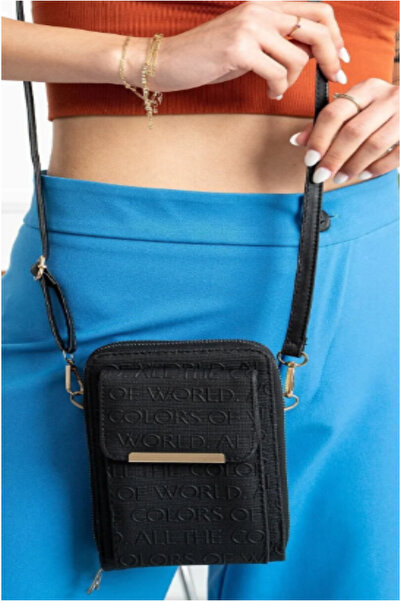 FHD BAGS Γυναικεία τσάντα πορτοφόλι μαύρου σταυρού με ρυθμιζόμενο λουράκι και...