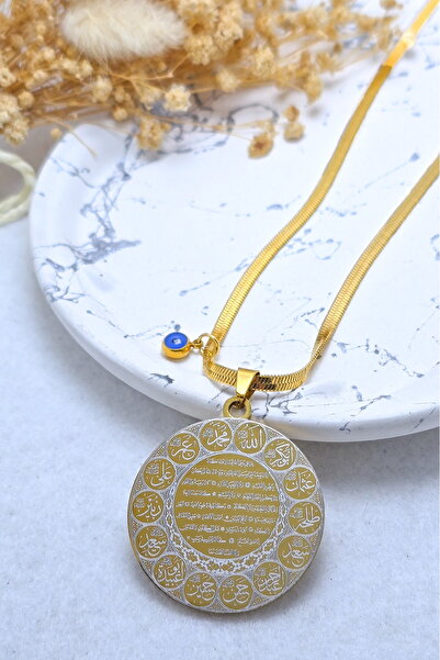 DEARWİSH Gold, Two-Way Ayatul Kursi Enamel & Talismanic Seal Written Protecti...