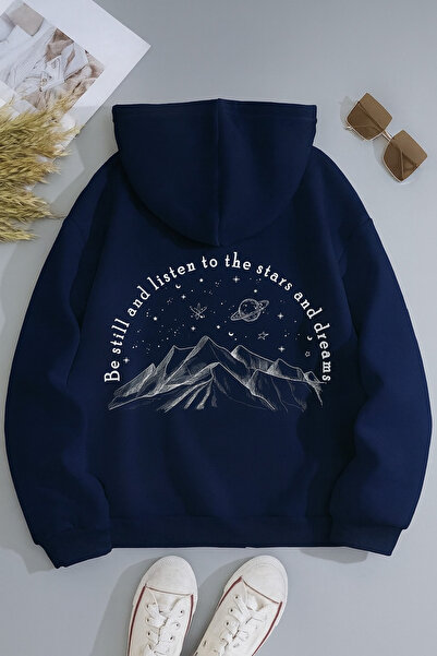 CLASSY.MODA سويت شيرت كاجوال مريح للجنسين قصة فضفاضة بغطاء رأس Mountain and S...