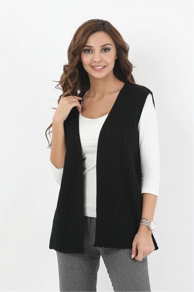 Uludağ Triko Жіночий вишитий ребристий в'язаний жилет