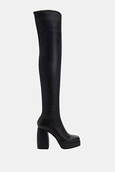 Katy Perry The Uplift Women's Black Platform Heeled Over-The-Knee Stretch Boots