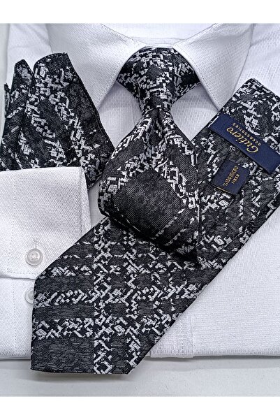 Gutiero ربطة عنق كلاسيكية منقوشة باللون الأسود