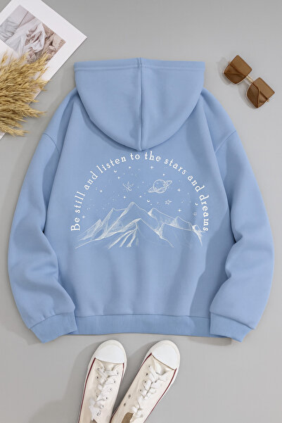 CLASSY.MODA سويت شيرت كاجوال مريح للجنسين قصة فضفاضة بغطاء رأس Mountain and S...