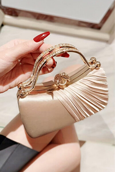 GUİZA Τσάντα βραδινού φορέματος ειδικής κατασκευής Ten Satin με μοτίβο από πέ...