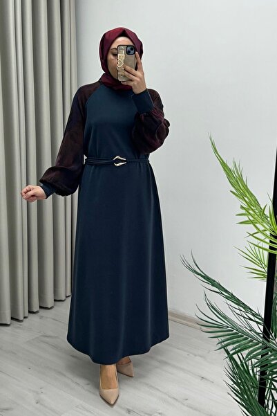 T Moda Store Tripen Modal Kupra Kumaş Balon Kol Detaylı Seyyar Kemerli Tam Bo...