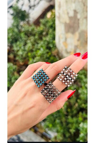 Ceso Accesories Mardin Telkari Look Authentic Ring with Diamond Pattern