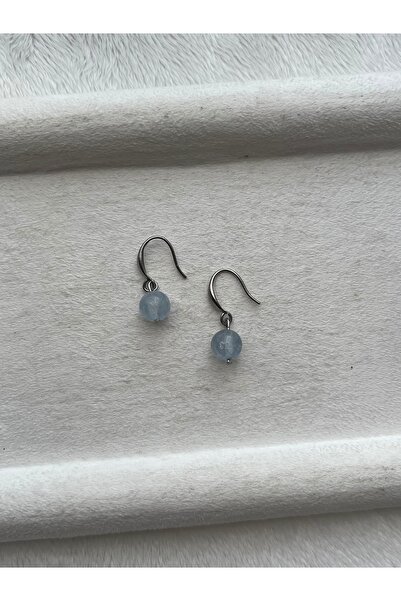 Pel Design 8mm Aquamarine Stone 316L Steel Earrings Handmade