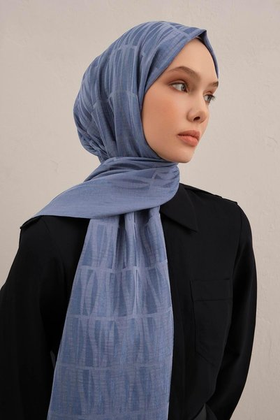 Armine Lyocell Şal - Kibrit Desen - ALY3-26 - İndigo