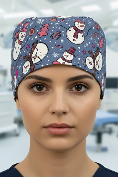 Lion Üniforma Kardan Adam Desenli Cerrahi Bone Unisex – Likralı Doktor Hemşir...