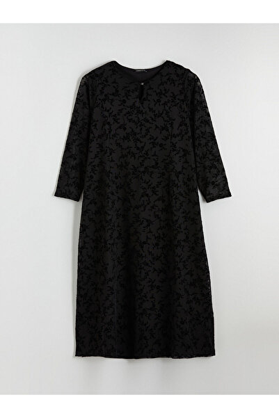 LC Waikiki Black Crew Neck Floral Dress