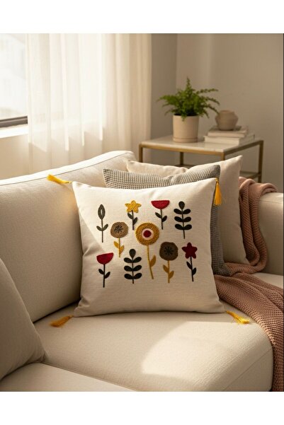 Buğra Home غطاء وسادة مطرز بتصميم بوهيمي لغرفة المعيشة، قطعة واحدة