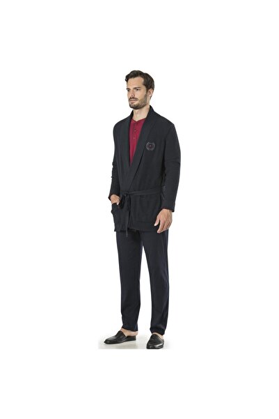 NazikEndam 5595 5'li Röpteşambır Pijama Seti Lacivert