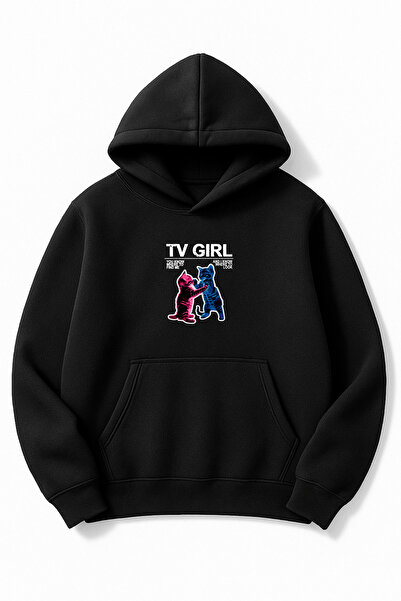 Altair Tr قصة فضفاضة سترة للجنسين من Tv Girl Cat مطبوع بغطاء رأس