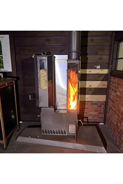 Albus Eko S3 Pelet Sobası Süper Çelik Izgaralı ve Krom Arka Panelli (Eldiven ...