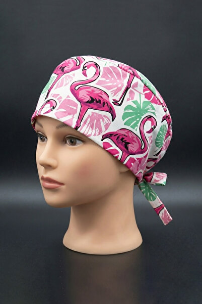 Lion Üniforma Flamingo Desenli Cerrahi Bone Unisex – Likralı Doktor Hemşire B...
