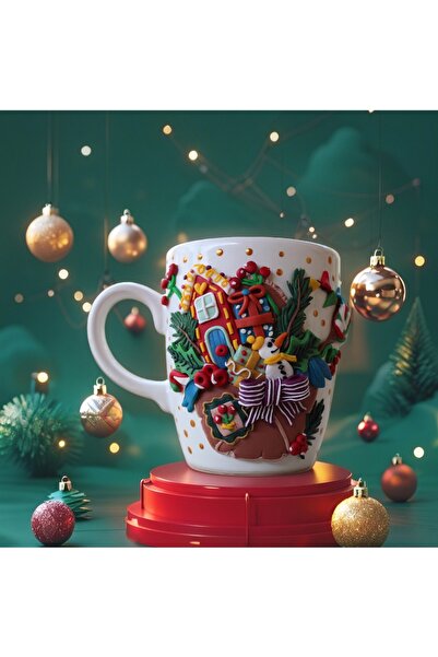 MAKARON SANAT Yeni Yıl Gift 3D Kabartma Kupa Bardak