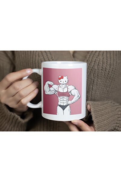 Beramussa Kaslı Hello Kitty Tasarımlı Fitness ve Gym Motivasyon Baskılı Porse...
