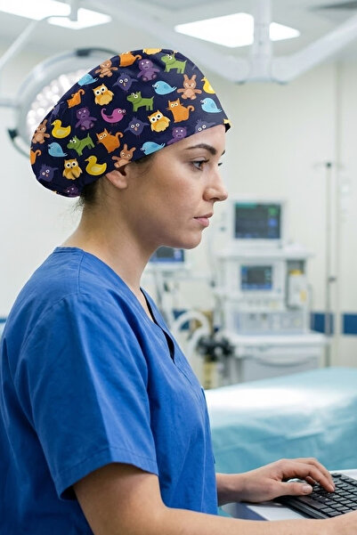 Lion Üniforma Oyuncak Hayvanlar Desenli Cerrahi Bone Unisex – Likralı Doktor ...